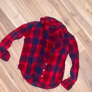Aeropostale Red and Navy Plaid Shirt